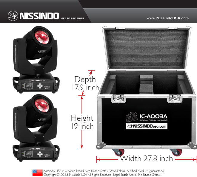 Nissindo IC-A003A Beam 7R Moving Head Light (a pair & free case)