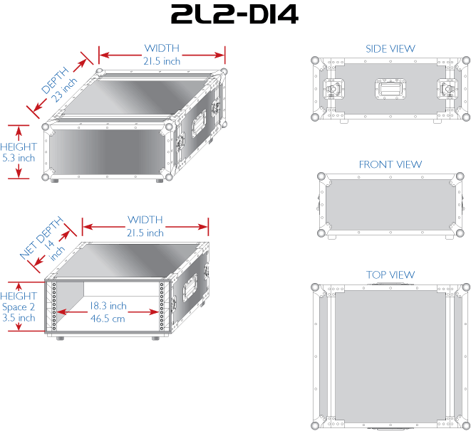 Nissindo 2L2-D14 Slant Rack/Case (2 Doors/Lids)