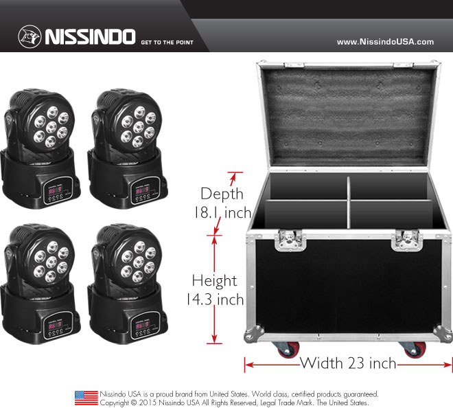 Nissindo IC-A005C LED Mini Wash Moving Head Light (4 units & free case)