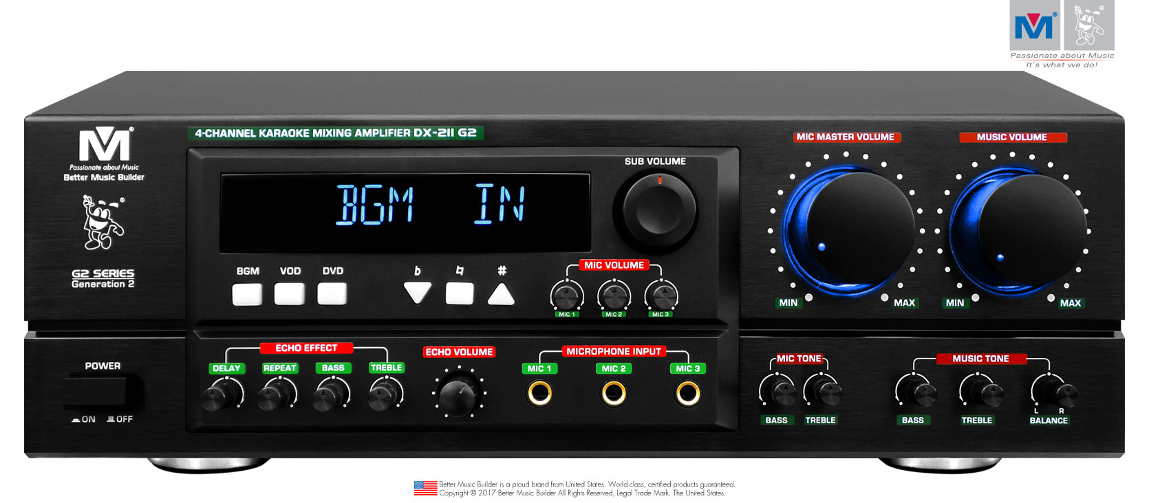 Better Music Builder (M) DX-211 G2 500W Karaoke Mixing Amplifier