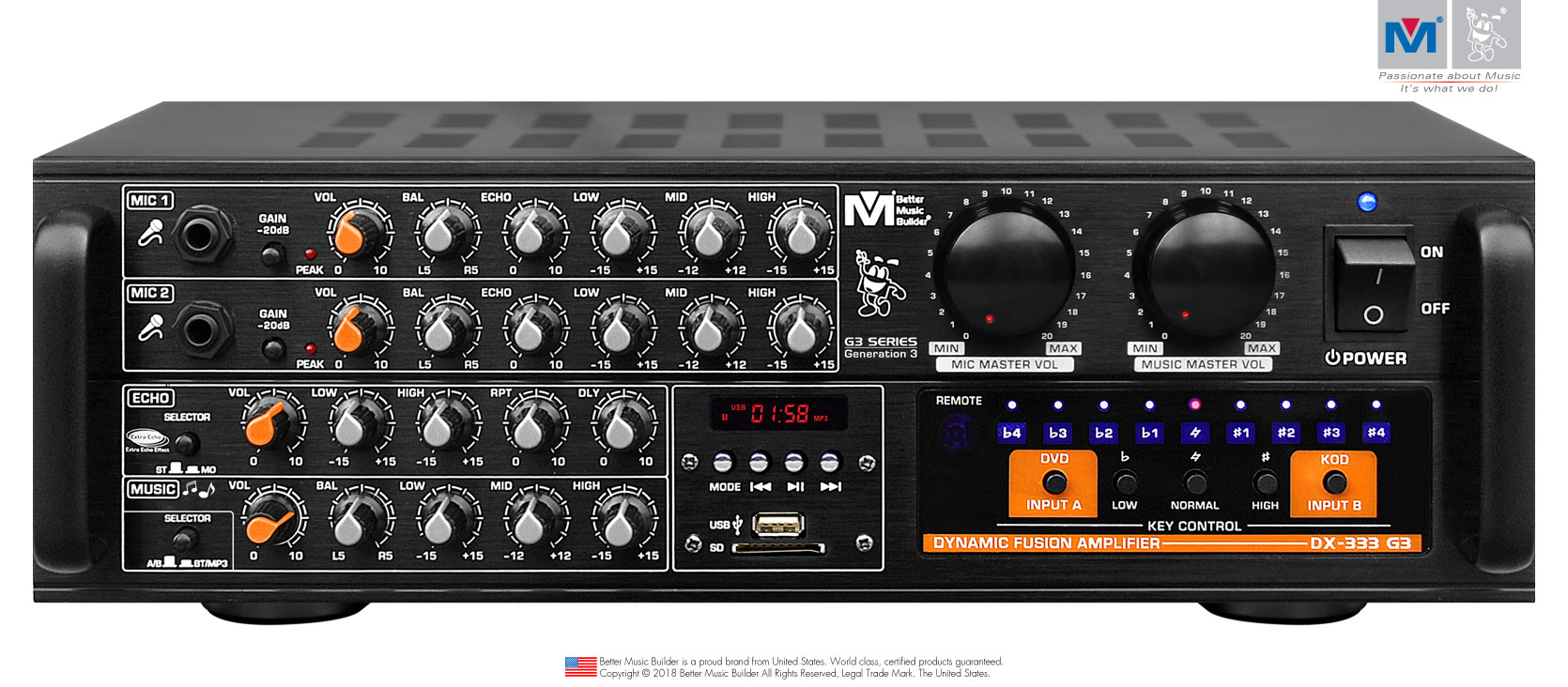 Better Music Builder (M) DX-333 G3 700W Karaoke Mixing Amplifier