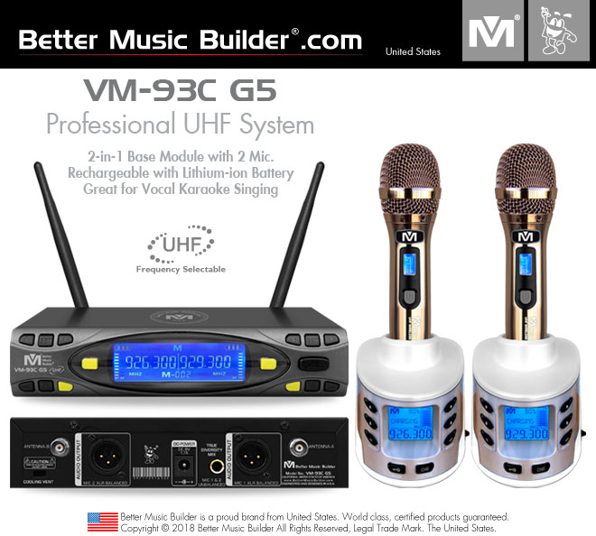 Better Music Builder (M) VM-93C G5 Pro UHF Rechargeable Wireless Mic System
