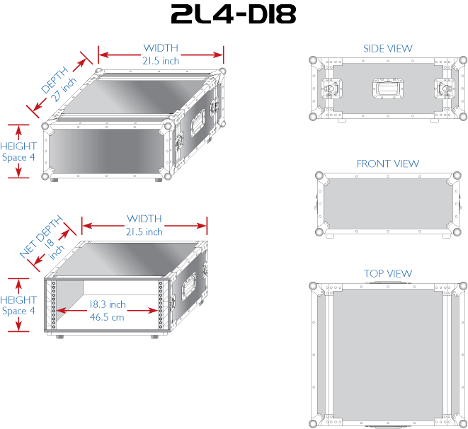 Nissindo 2L4-D18 Slant Rack/Case (2 Doors/Lids)
