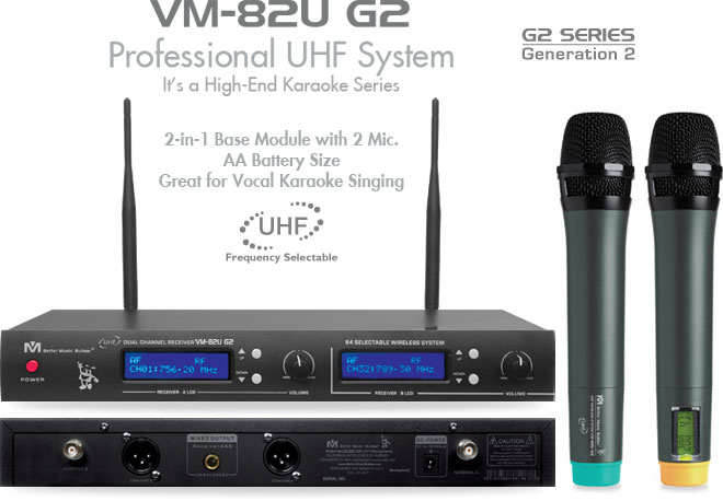 Better Music Builder (M) VM-82U G2 Dual Channel UHF Wireless Microphone System