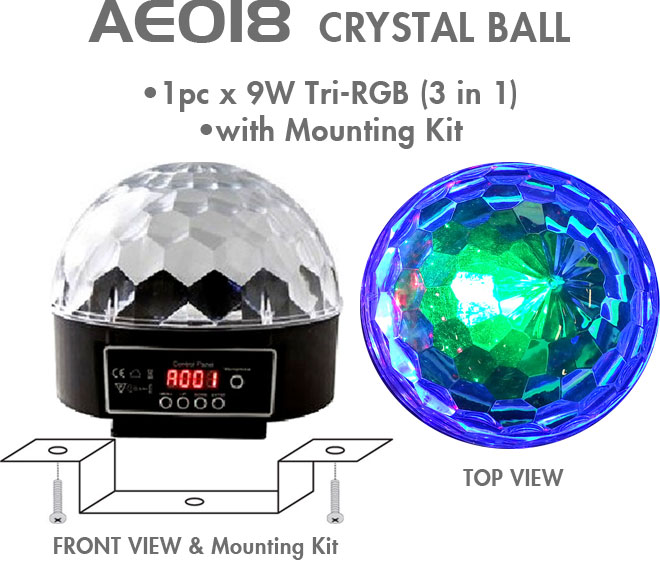 Nissindo AE018 LED Crystal Ball with Mounting Kit